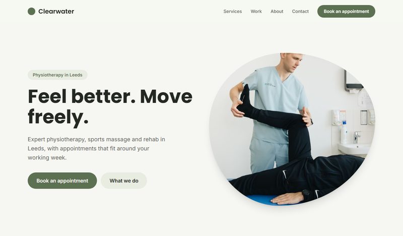 Clearwater — physiotherapy website