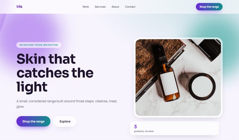 Iris — skincare brand website